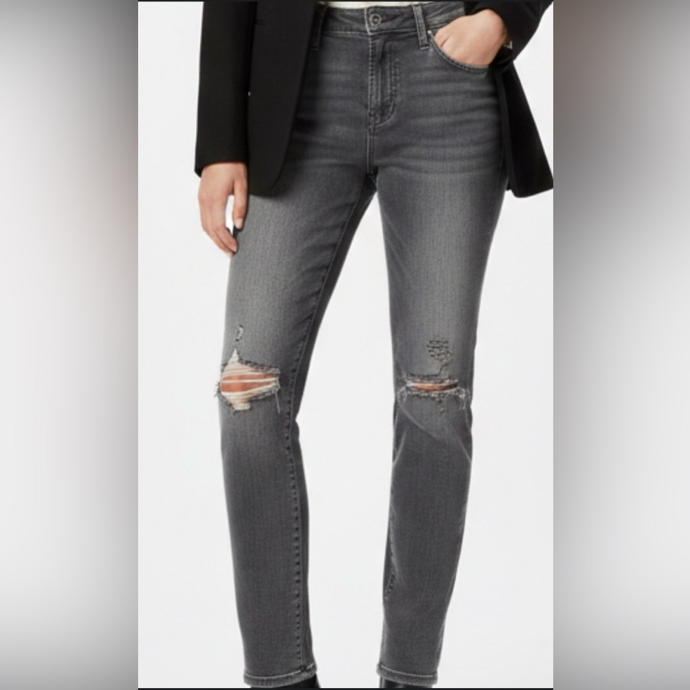 Universal Thread /Stylish Gray Distressed Women Jeans-HIGH RISE SKINNY